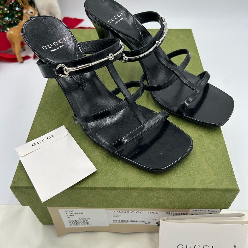 Women’s Gucci, leather Horsebit sandals size 38 made in Italy